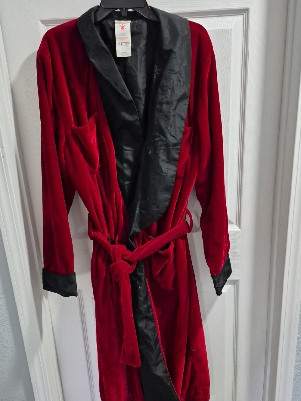 PLAYBOY Velvet Black and Red Robe, Vintage